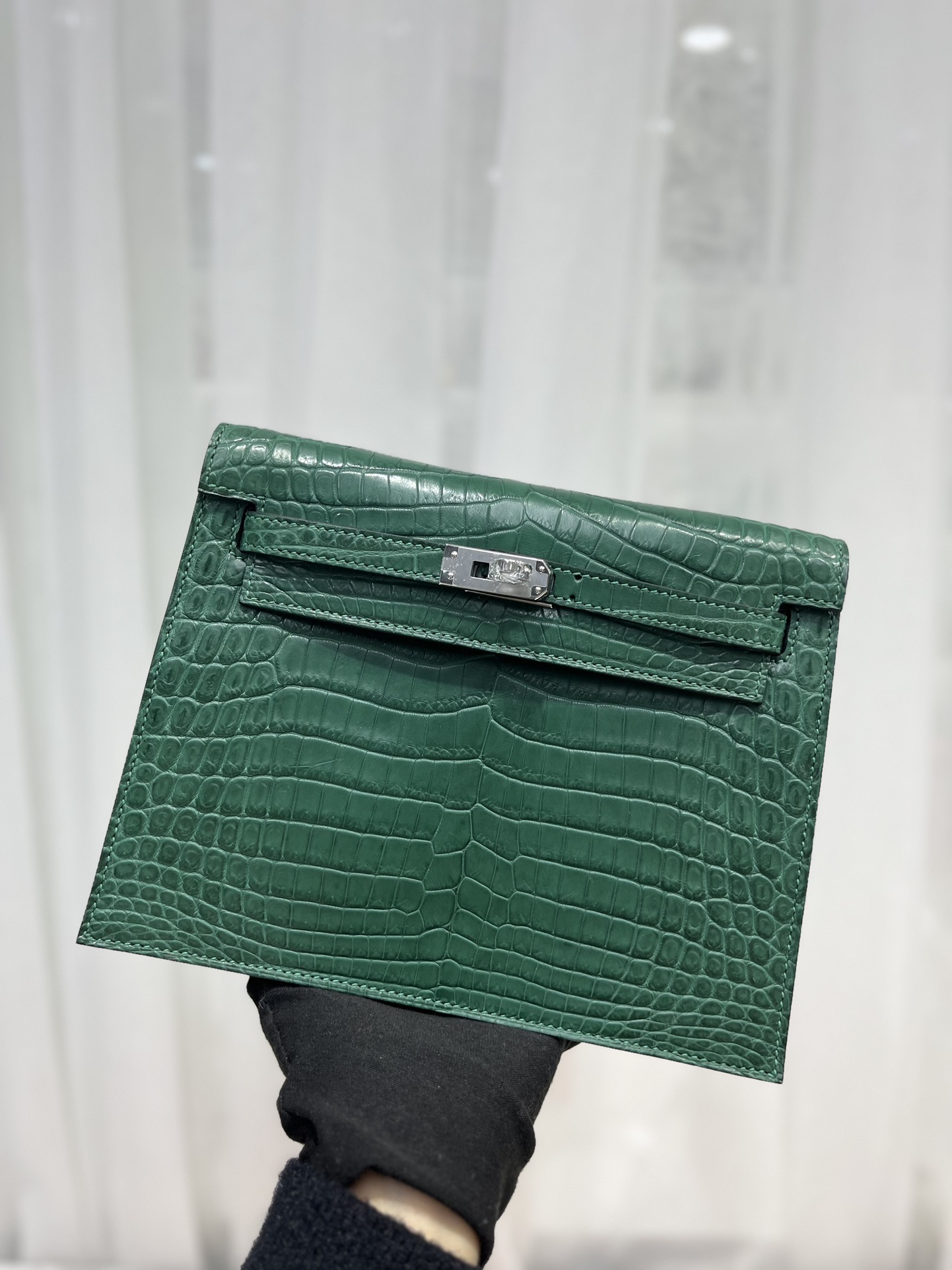 Hermes Kelly Danse Evercolor Bag In Dark Green Crocodile Niloticus Leather